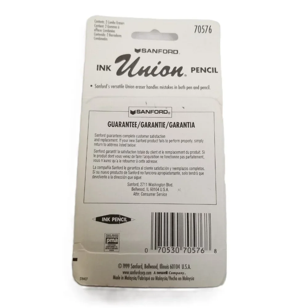 Sanford Union Combo Eraser Pack Vintage 1999 Ink Pencil NOS Sealed